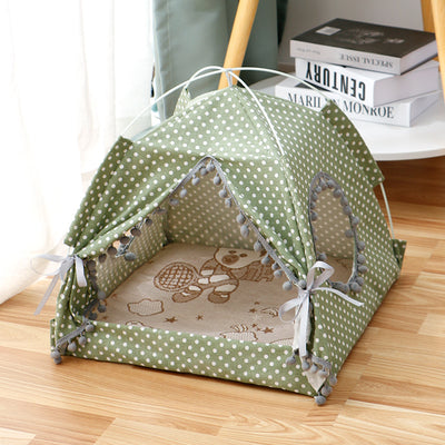 Enclosed Cat Tent Bed - Cozy Covered Pet House with Canopy